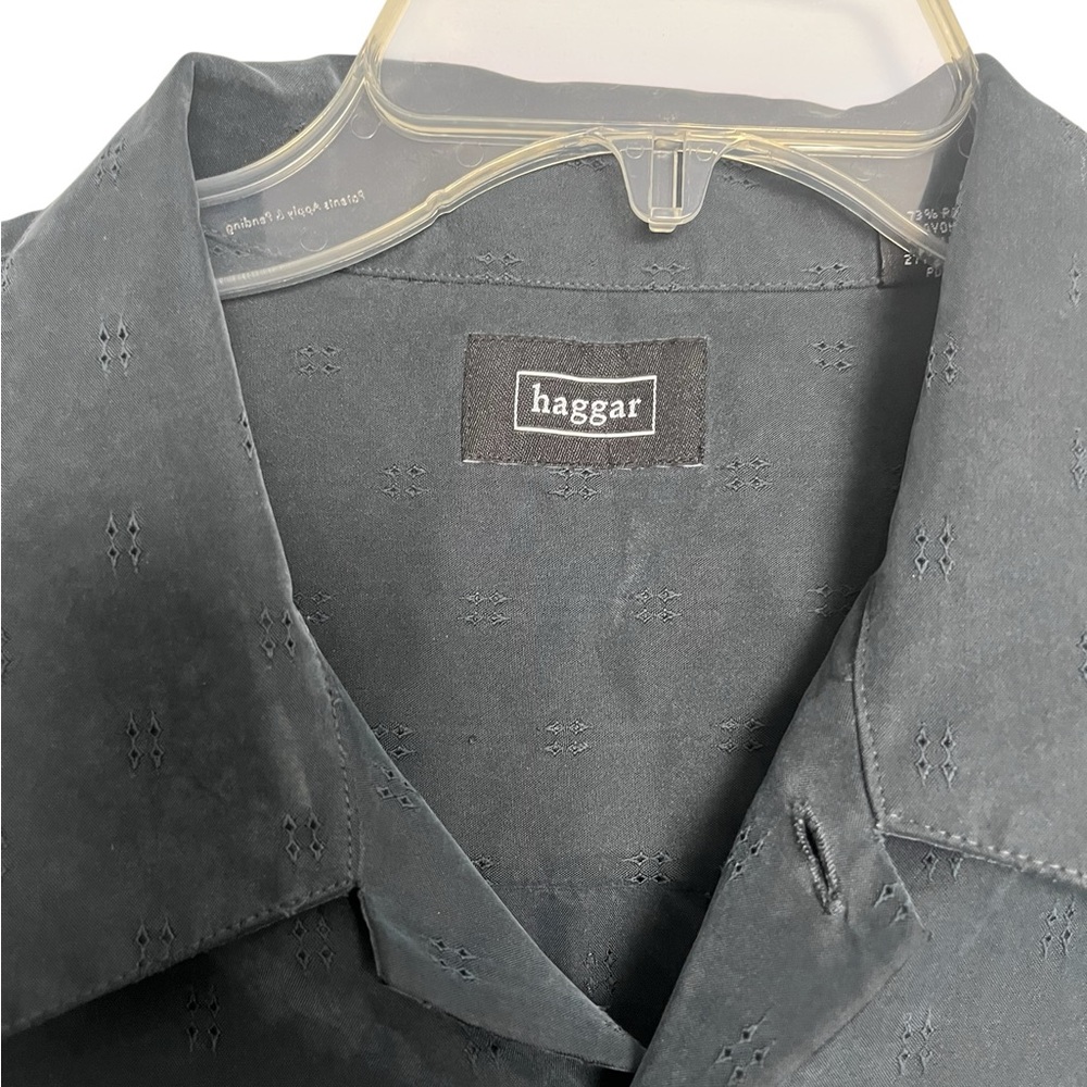 Haggar Men’s Short Sleeve Button-Up Shirt 2XL Navy - Picture 3 of 5